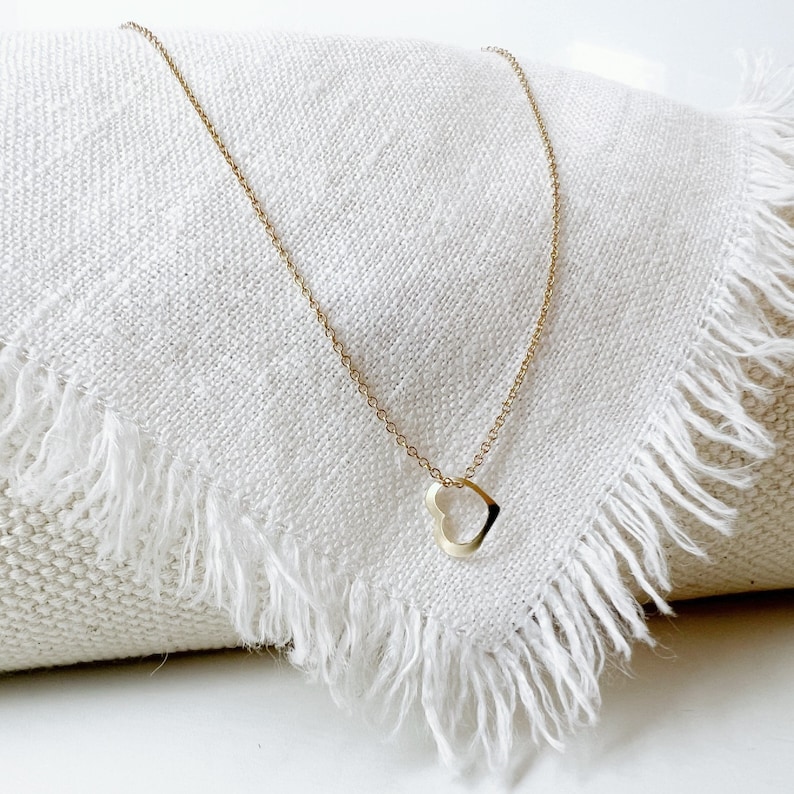 a dainty heart gold filled necklace