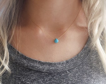 Dainty Birthstone Necklace, Tiny Gemstone Pendant, Minimalist Everyday Necklace, Gold Filled or Silver
