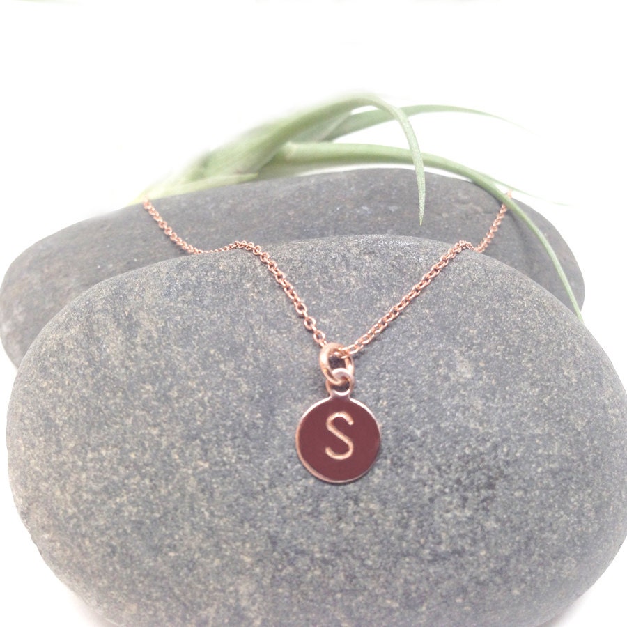 Rose Gold Initial Necklace Gold Letter Necklace Rose Gold Etsy