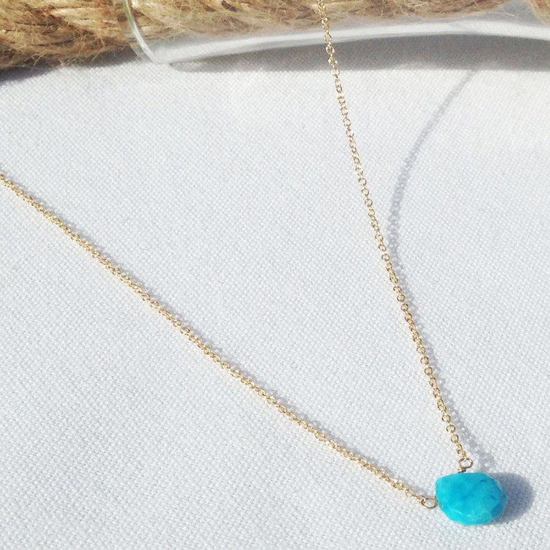 Turquoise Necklace, Minimalist Turquoise Jewelry, December Birthstone Necklace, Dainty Turquoise Pendant image 9