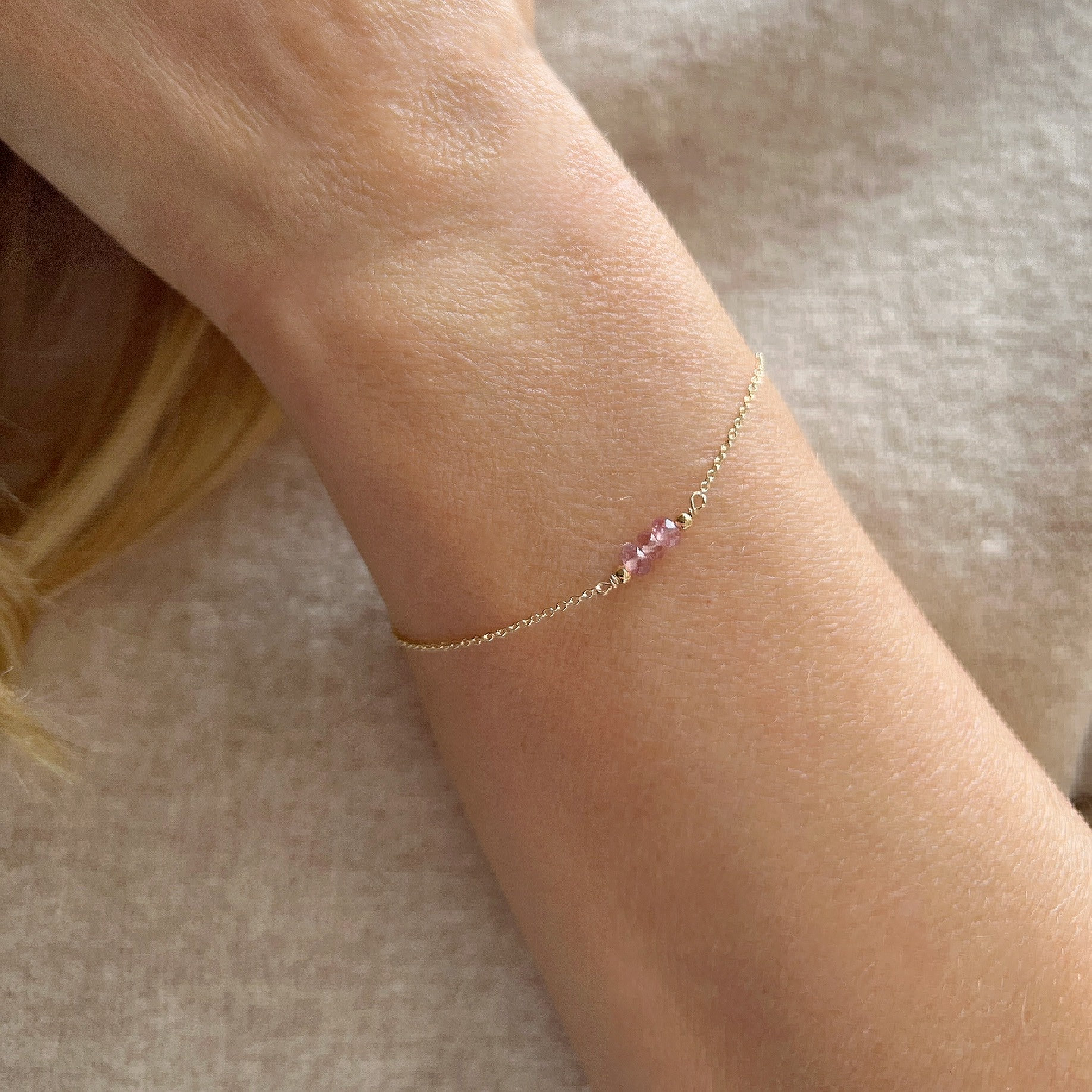 Gold Pink Tourmaline Bracelet, Tourmaline Bracelet for Women, Tourmaline Jewelry, October Birthstone Bracelet, Dainty Gold Bracelet
