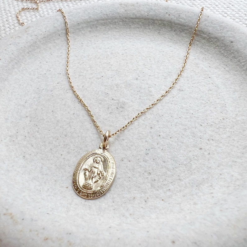 Mother Mary Necklace, Gold Mary Necklace, Silver Mary Necklace image 8