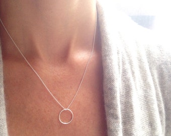 Silver Necklace, Open Circle Necklace, Karma Necklace, Charm Necklace, Sterling Silver Necklace, Dainty Necklace