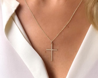 Gold Cross Necklace, Dainty Cross Necklace, Small Cross Necklace, Minimalist Cross Necklace, Baptism Gift, Confirmation Gift