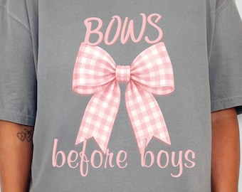 Bögen vor Jungen Shirt, Kokette Ästhetik T-Shirt, Pink Bow T-Shirt, Frauenpower, Girly Geschenk, Komfortfarben