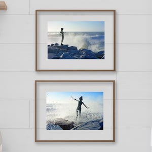 Whimsical Beach Kids Art Prints - Set of 2 Coastal Splashing Photographs, Italy Travel Downloads