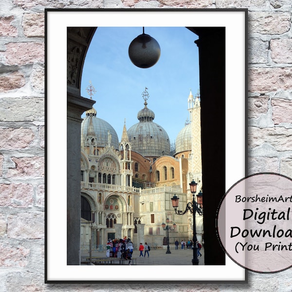 Venice Italy Photo for Travel Lovers, Venetian Piazza San Marco Italian architecture, Doges Palace Instant Digital Download Printable Art