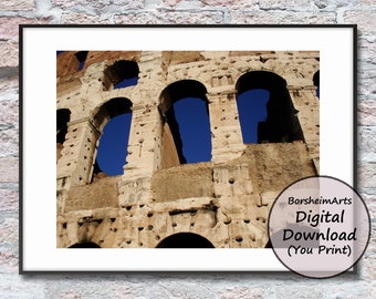 Rome Colosseum photo download Italy Roman ruins ancient Italian architecture printable photograph of Rome landmark, inspiring architect gift