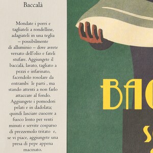 Baccalà cod fish vintage poster Italian seafood digital print, retro Fisherman Italy food advertisement kitchen wall art gift, square poster image 4