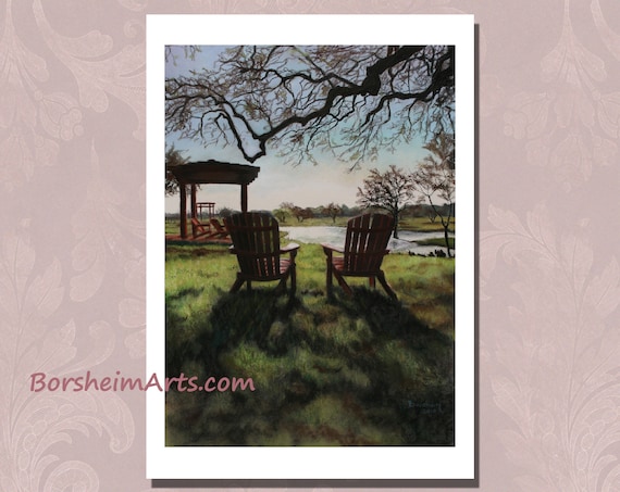 Two Adirondack Chairs Print Texas Landscape Summer Art Prints