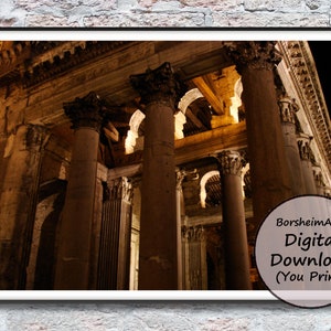Arquitetura de Roma Foto, Panteão Noite Itália Viagem Cartaz Fotografia Colorida Roma nota cartão instantâneo download foto Edifício histórico romano