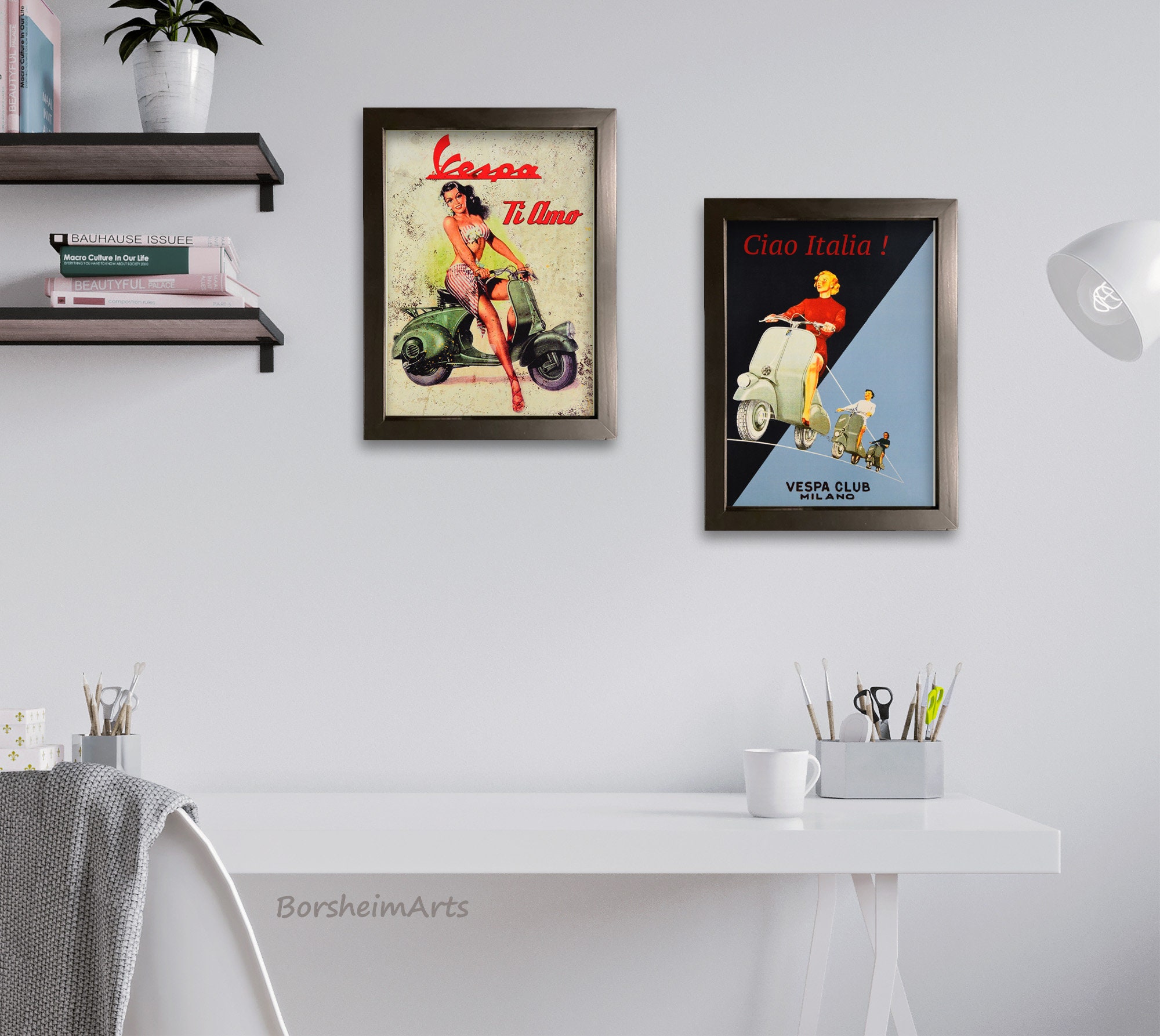Poster Vintage KUSTOM ART – Pubblicità Retro Scooter Vespa – Stampa 40x30 Cm Senza Cornice