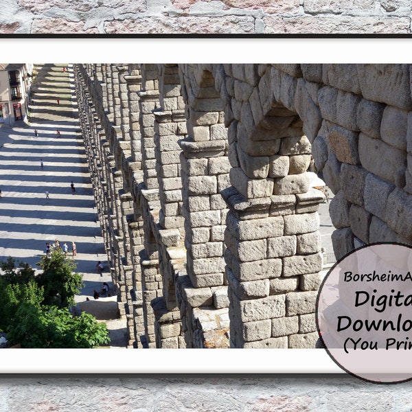 Spain Travel Photo Segovia Roman aqueduct Europe travel gift architecture photography printable home decor gift download Spanish wall art