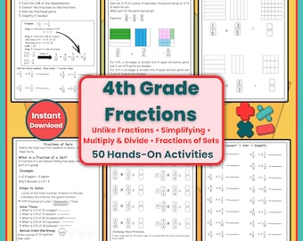 Arkusze ćwiczeń z matematyki: ułamki • Ćwiczenia z ułamków różnych, mieszanych, niewłaściwych, mnożenia i dzielenia • Klasa 4