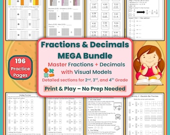 2nd, 3rd, and 4th Grade Math Fraction Bundle: Homeschooling Math Practice (PDF Download)