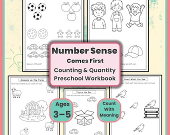 Arkusze ćwiczeń rozwijające zmysł liczbowy dla przedszkolaków | Ćwiczenia z liczenia i ilości (w wieku 3–5 lat)