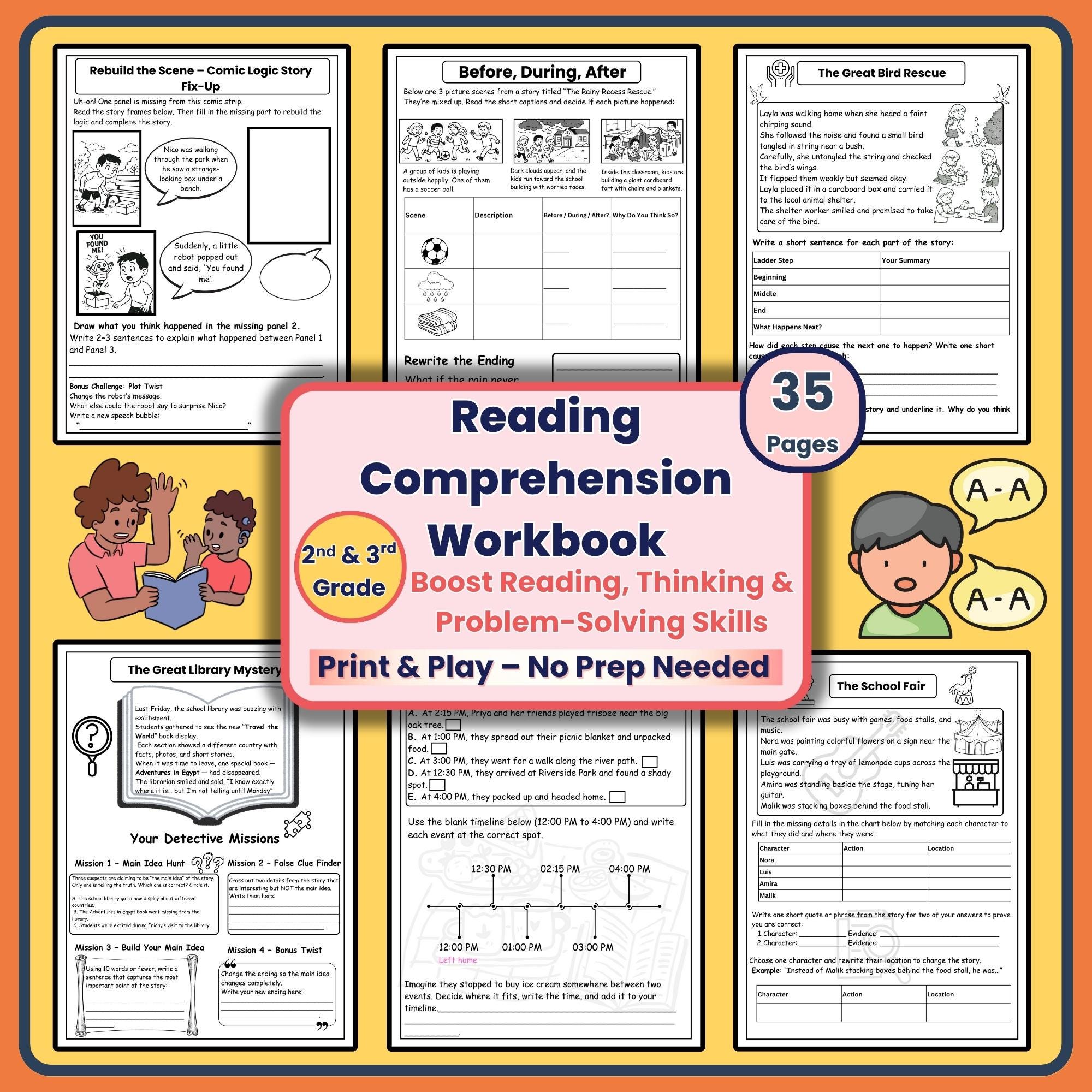 Reading Comprehension Worksheets for Grades 2–3 : Fun Stories & Logic ...