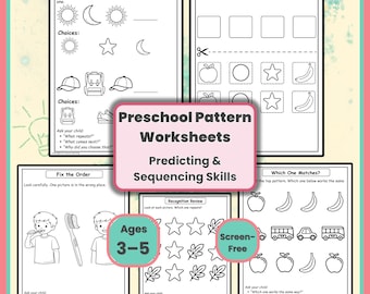 Arkusze ćwiczeń z wzorami dla przedszkolaków | Przewidywanie i sekwencjonowanie | Materiały do druku dla szkół domowych