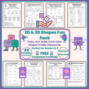 2D & 3D Shapes Worksheet: Homeschool Geometry Activities (Printable PDF)