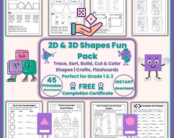 2D & 3D Shapes Worksheet: Homeschool Geometry Activities (Printable PDF)