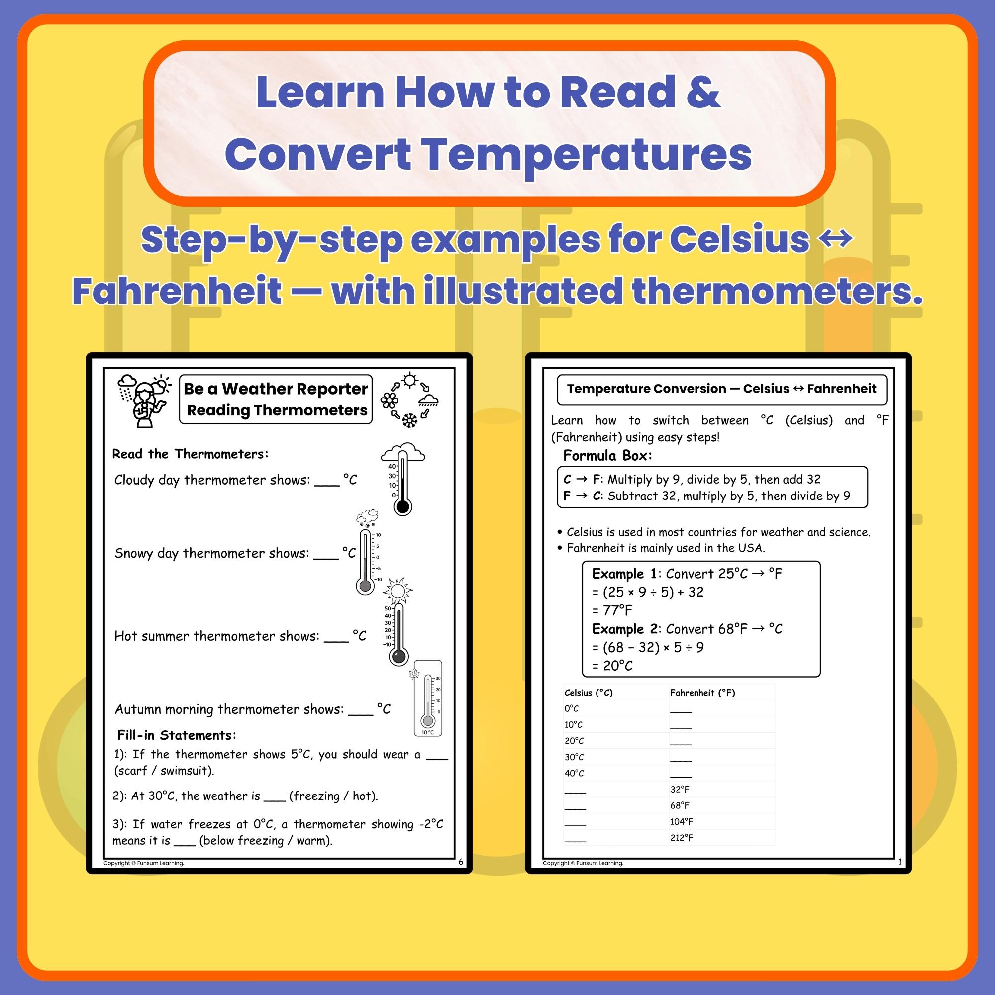 Temperature Conversions Worksheet | Celsius to Fahrenheit Activities ...