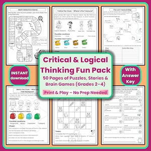 Critical Thinking and Logic Games for Kids | Math Word Problems | 50 Pages Brain Teasers, Puzzles & Stories | Grades 2–4 | Fun Learning PDF