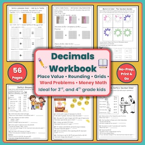 Zeszyt ćwiczeń z liczb dziesiętnych | 56 stron ćwiczeń matematycznych dla klas 3 i 4 (wersja cyfrowa do pobrania)
