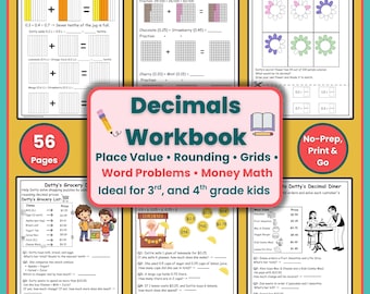 Zeszyt ćwiczeń z liczb dziesiętnych | 56 stron ćwiczeń matematycznych dla klas 3 i 4 (wersja cyfrowa do pobrania)
