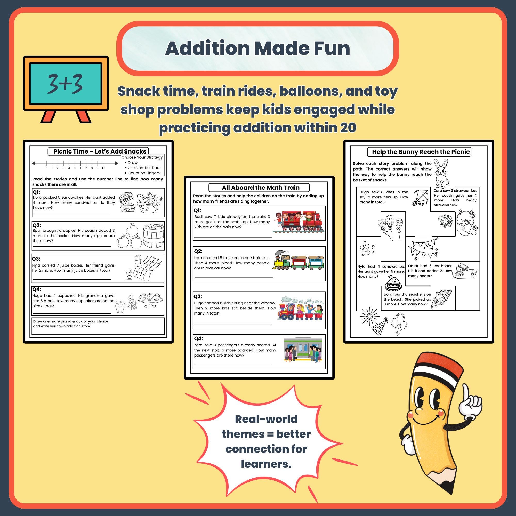 Grade 1 Math Workbook: Addition and Subtraction Word Problems + Logic ...