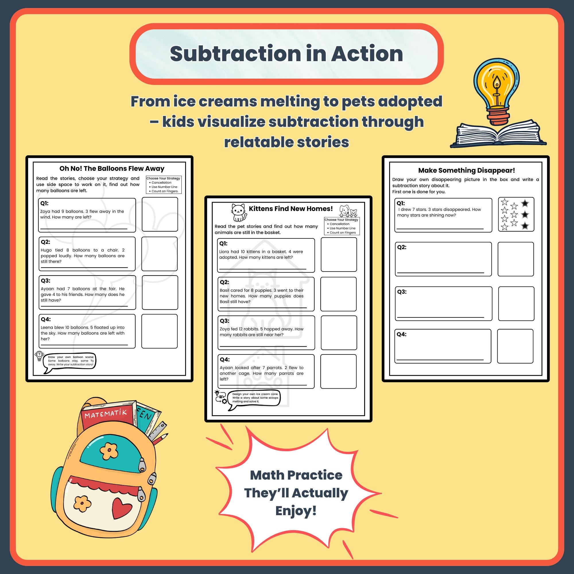 Grade 1 Math Workbook: Addition and Subtraction Word Problems + Logic ...