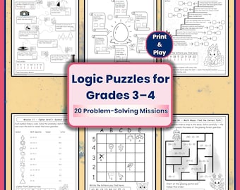 Zagadki matematyczne dla klas 3–4 | Arkusze ćwiczeń do myślenia krytycznego | Dekoder i rozwiązywanie problemów (PDF)
