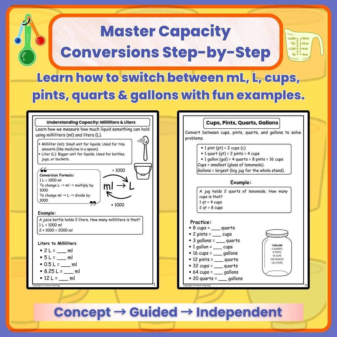 Volume Measurement Worksheets | Capacity & Conversion Activities | Real ...