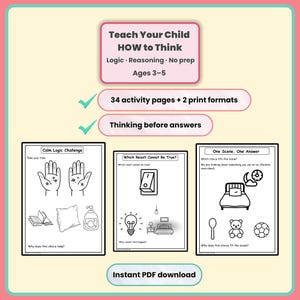 Preschool Critical Thinking Worksheets Ages 3-5 | Logic Reasoning Activities No Prep PDF | Early Learning