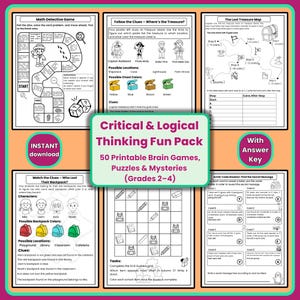 Logicaspellen en rekenpuzzels voor groep 2-4: hersenkrakers (afdrukbare pdf-bestanden)