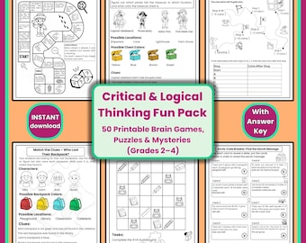 Gry logiczne i łamigłówki matematyczne dla klas 2-4: Łamigłówki (pliki PDF do druku)