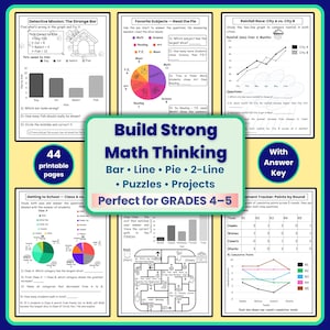Problem Solving Math Worksheets | Logic Puzzles with Graphing & Data | Grades 4–5 Printable PDF