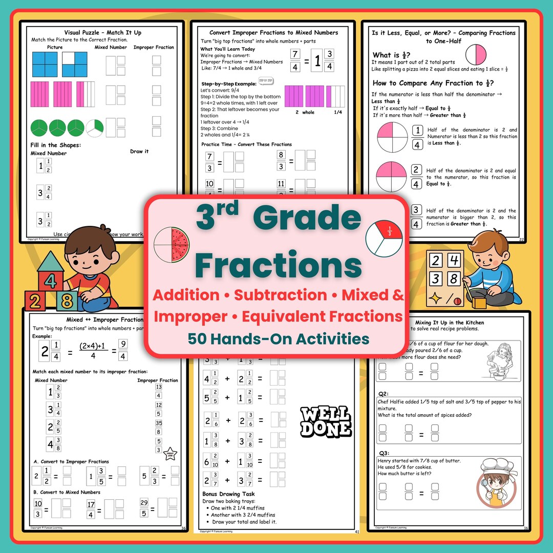 Grade 3 Fractions Worksheets Add Subtract Mixed Improper PDF Etsy grade-3-fractions-worksheets-add-subtract-mixed-improper-pdf-etsy