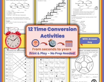 Ćwiczenia z zamianą czasu | Klasy 4-6, Łamigłówki i gry matematyczne (PDF)