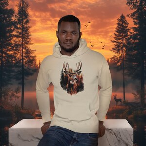 Deer & Forest Graphic Hoodie: Unisex Nature Pullover