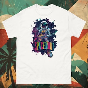 Spaced Out Astronaut T-Shirt – Cosmic Space Graphic Tee Retro Outer Space Shirt for Sci-Fi Fans