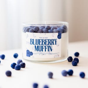 Blueberry Muffin Scented Candle | Handmade Dessert Candle | Realistic Fruit Candle | Bakery Inspired Soy Candle