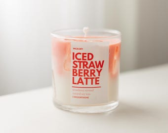 Strawberry Latte Candle: Scented Soy Wax, Coffee Shop Decor