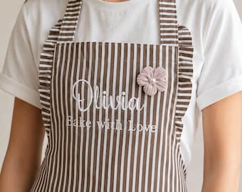 Hostess Gift | Personalized Apron For Women | Custom Housewarming Gift | Gift For Mom | Embroidered Apron
