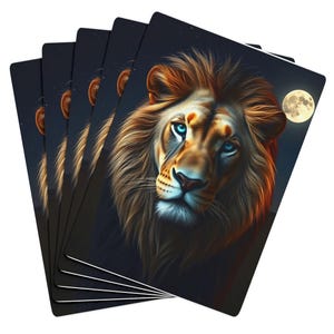 Leão real, gato grande no verso do baralho de cartas de pôquer personalizado, jogos de cartas, 54 cartas de 2,5 pol. x 3,5 pol.