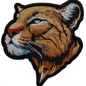 Beautiful Peaceful Brown Mountain Lion Cougar Big Cat Animal Wildlife Embroidered Patch Small Size