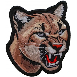 Mean Looking Brown Mountain Lion Cougar Big Cat Animal Wildlife Embroidered Patch Small Size