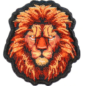 Beautiful Staring Male Lion Big Cat Animal Wildlife Embroidered Patch Small Size