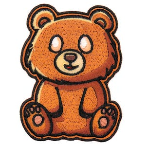Cute Cartoonish Style Baby Brown Bear Animal Wildlife Embroidered Patch Small Size