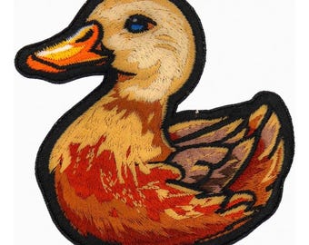 Cute Blue Eyed Baby Duck Animal Wildlife Duckie Ducks Embroidered Patch In Small Size