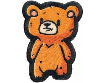 Cute Cartoonish Style Scared Baby Brown Bear Animal Wildlife Embroidered Patch Small Size